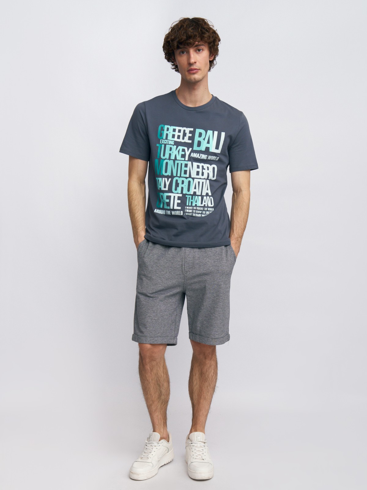 Футболка из хлопка с принтом-надписью