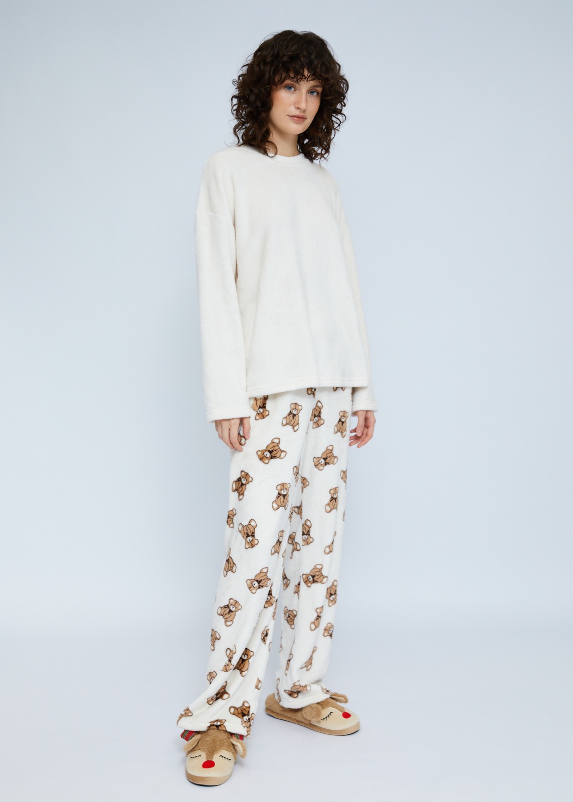 Домашний пижамный комплект из экомеха (свитшот и штаны)