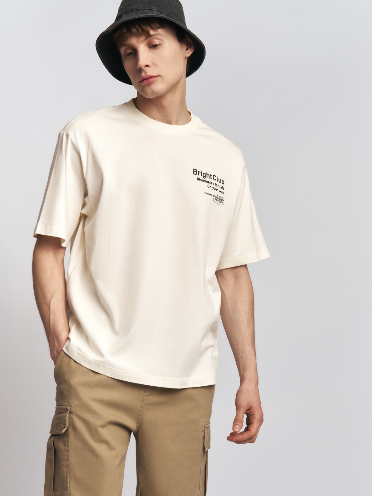 Футболка оверсайз из хлопка с принтом-надписью