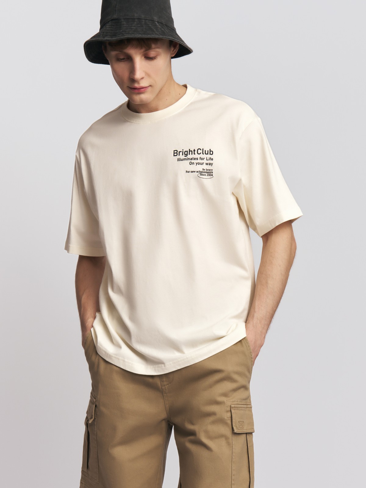 Футболка оверсайз из хлопка с принтом-надписью