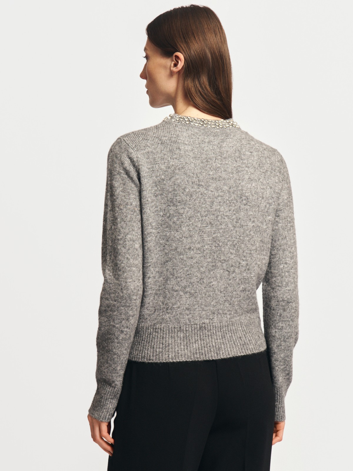 Вязаный джемпер с шерстью и стразами