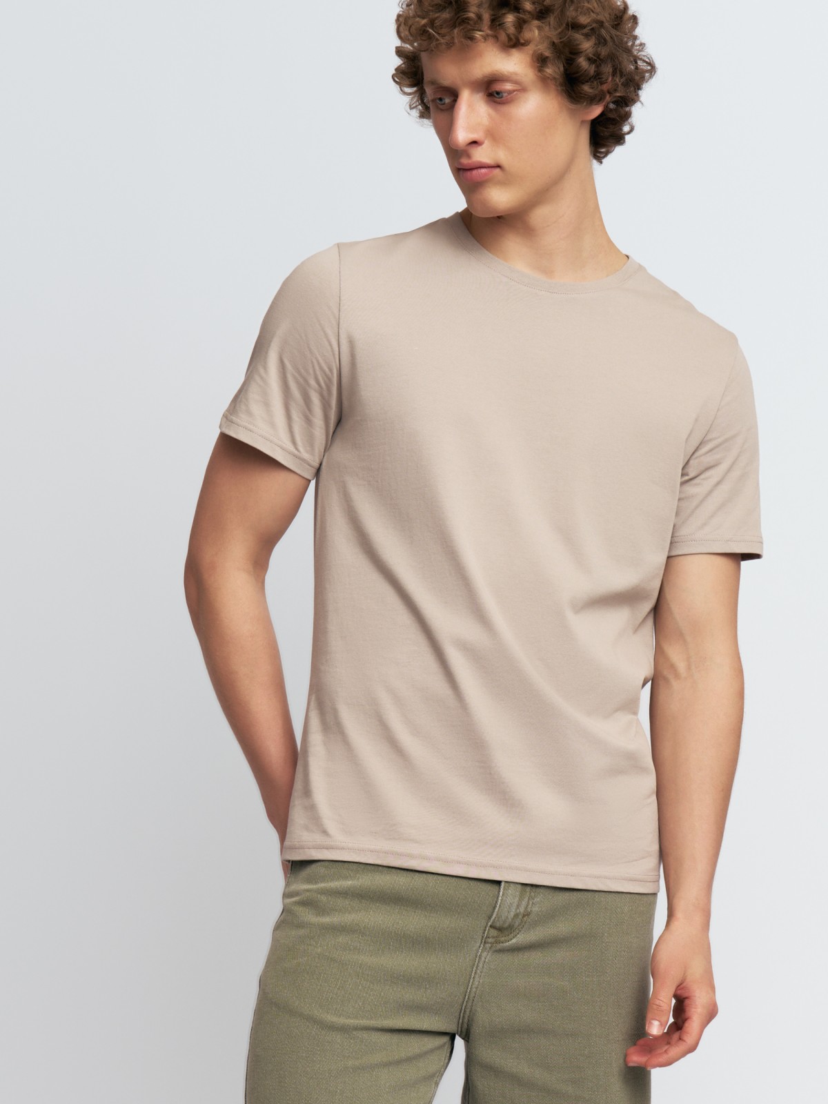 Футболка прямая из хлопка с круглым вырезом