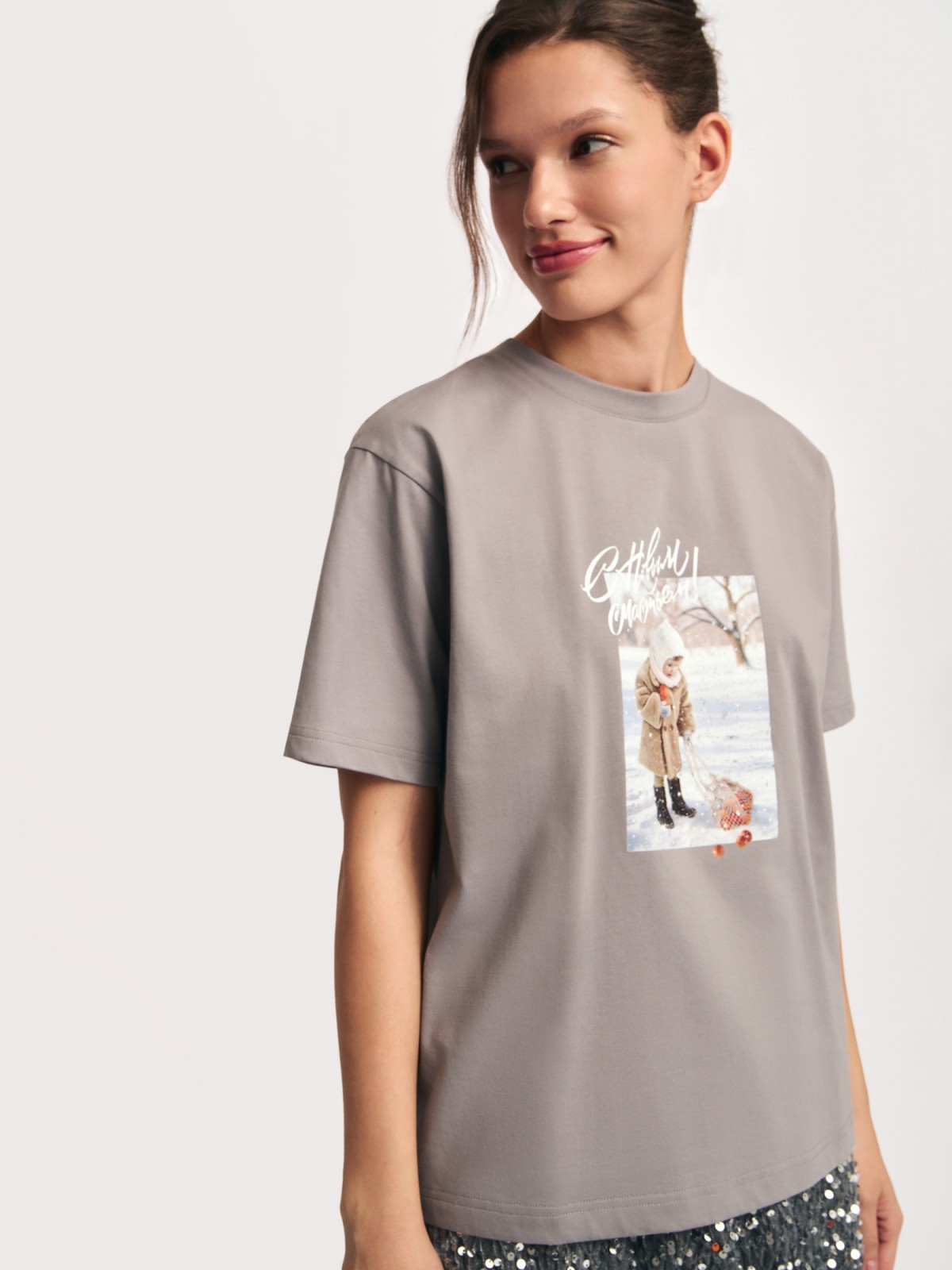 Футболка из хлопка с новогодним принтом