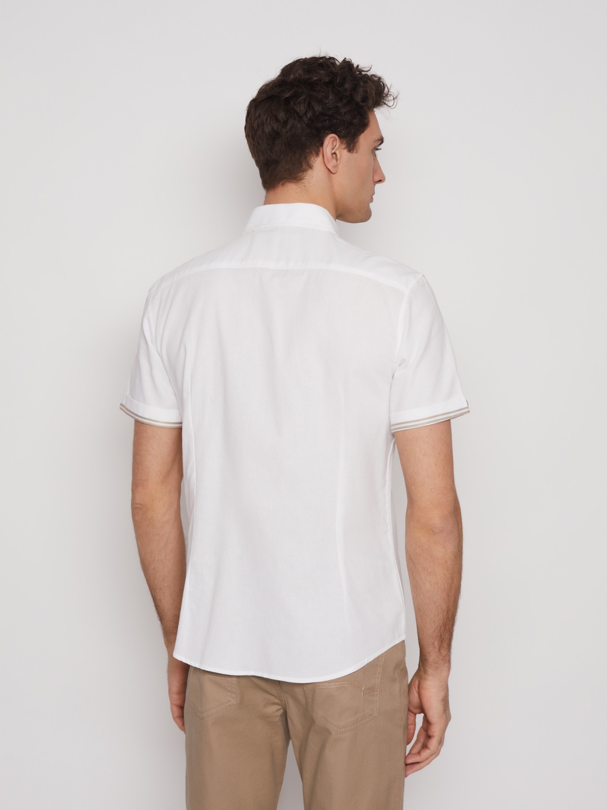Рубашка с  короткими рукавами zolla 012242259013, цвет белый, размер M - фото 6