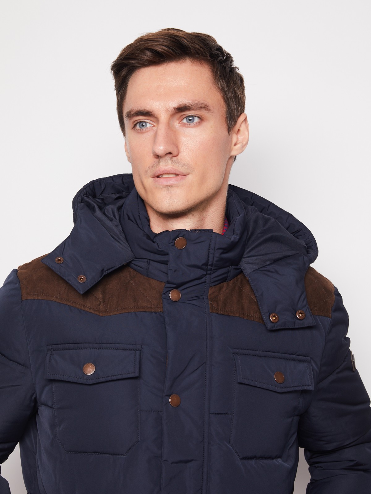 Утеплённая стёганая куртка zolla 010345123094, цвет синий, размер S - фото 3
