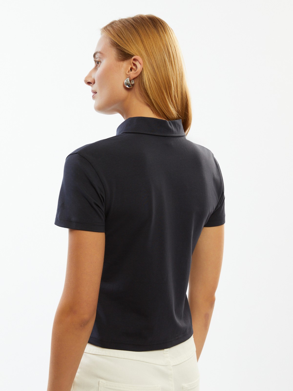 Футболка-топ поло из хлопка с воротником