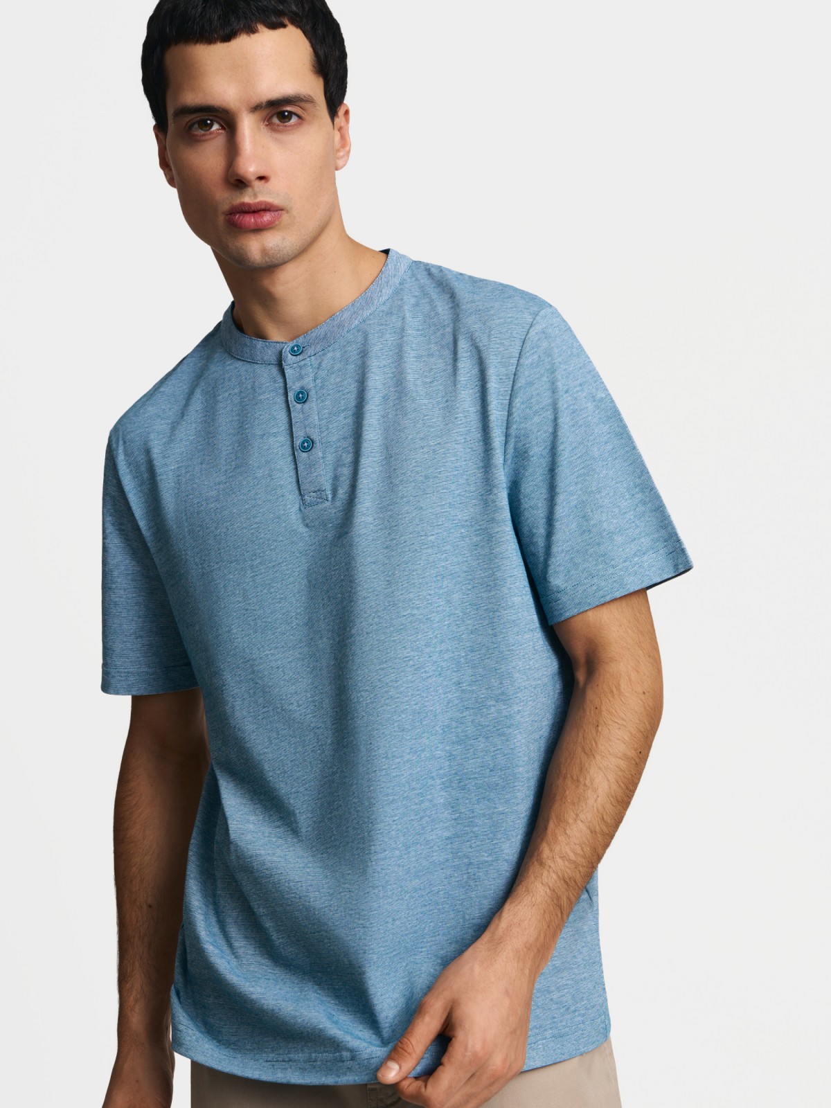 Футболка хенли из хлопка в полоску