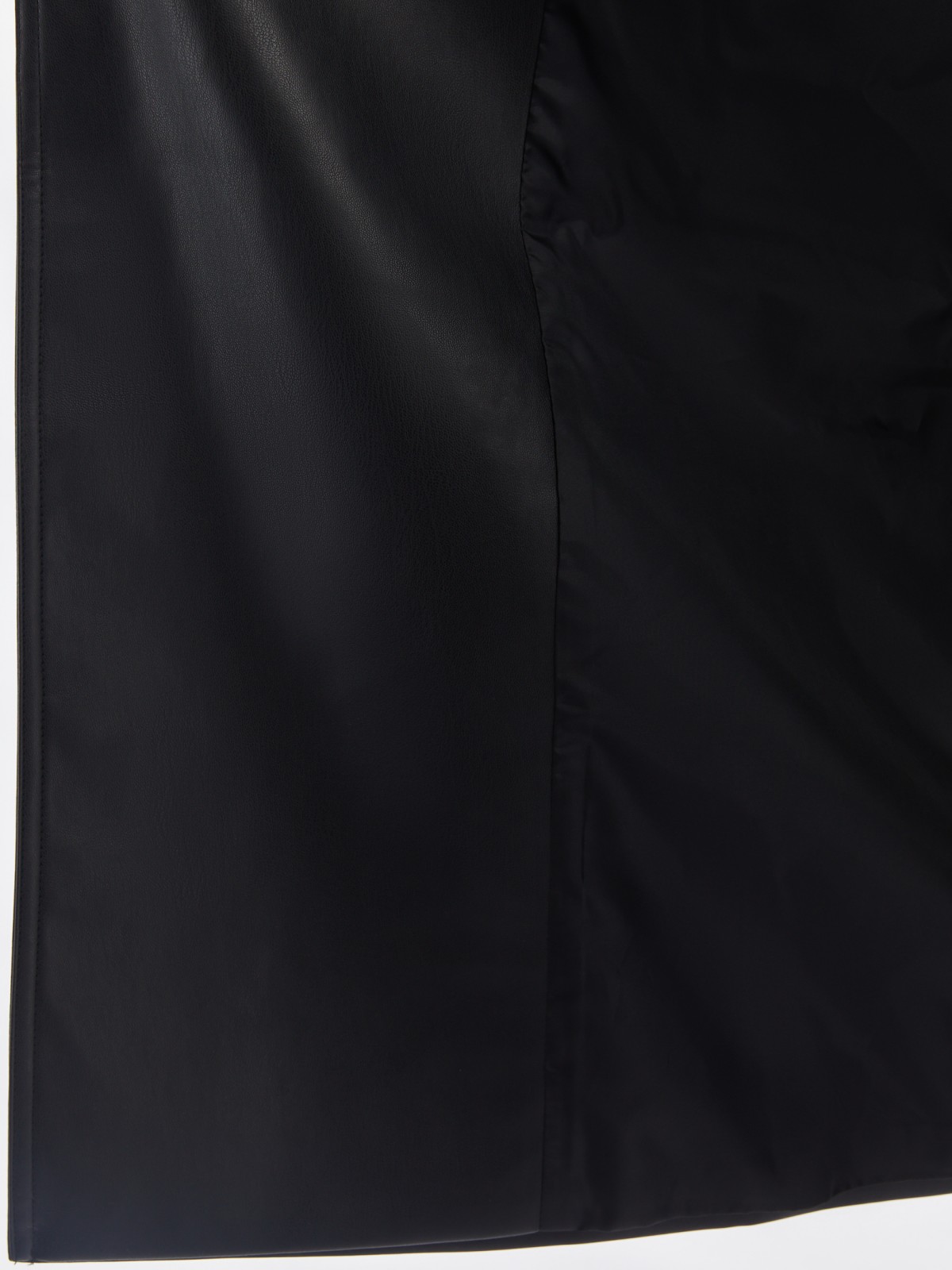 Длинный плащ-тренч из экокожи с поясом zolla 024135750034, цвет черный, размер XS - фото 6