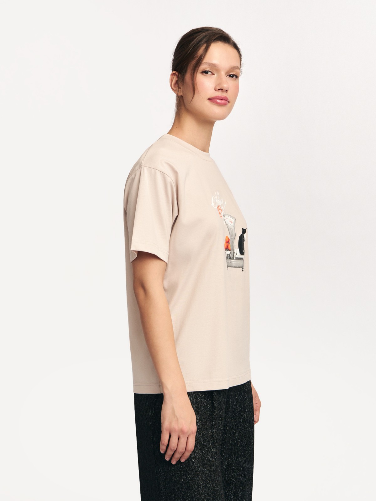 Футболка из хлопка с новогодним принтом