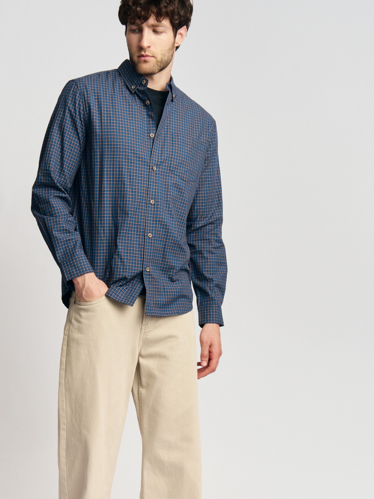 Рубашка из хлопка с узором в клетку