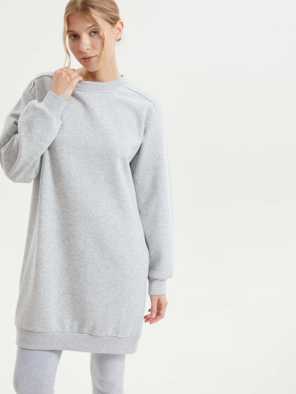 Утеплённое трикотажное платье-свитшот