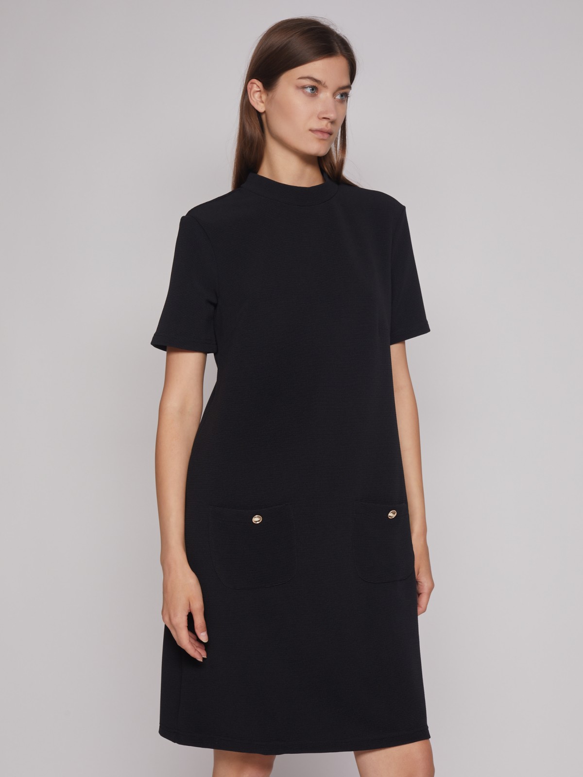 Платье с коротким рукавом zolla 22232814Y102, цвет черный, размер XS - фото 3