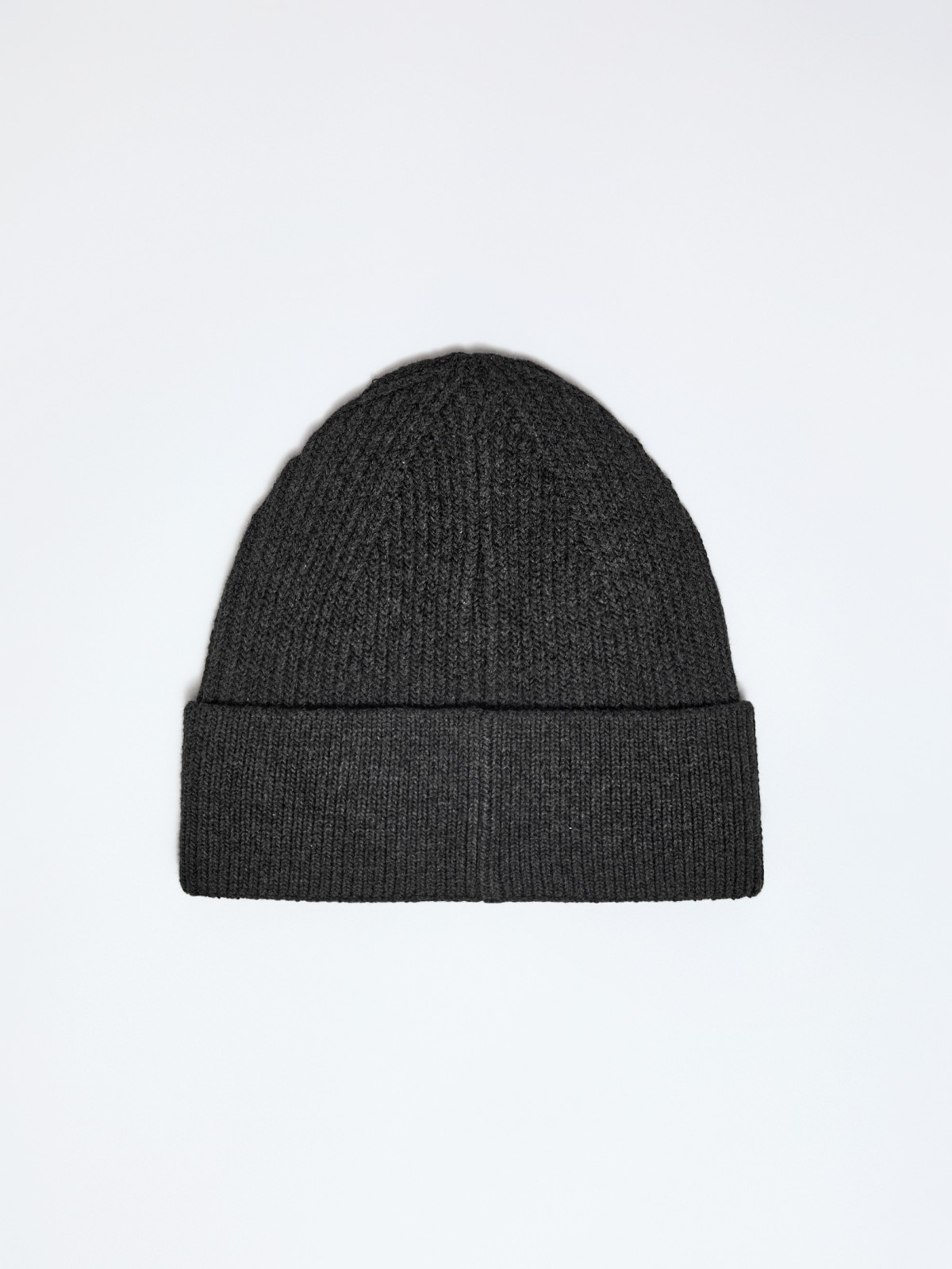 Вязаная шапка-бини из хлопка с отворотом