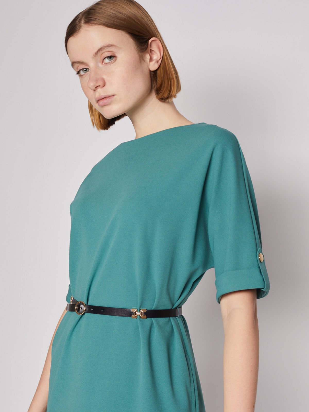 Платье с ремнём zolla 022138135022, цвет зеленый, размер S - фото 5