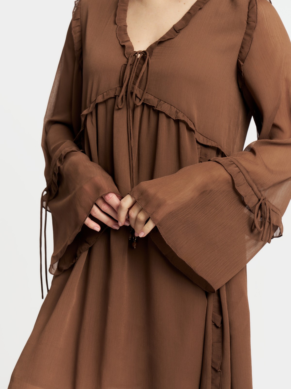 Шифоновое платье мини с оборками