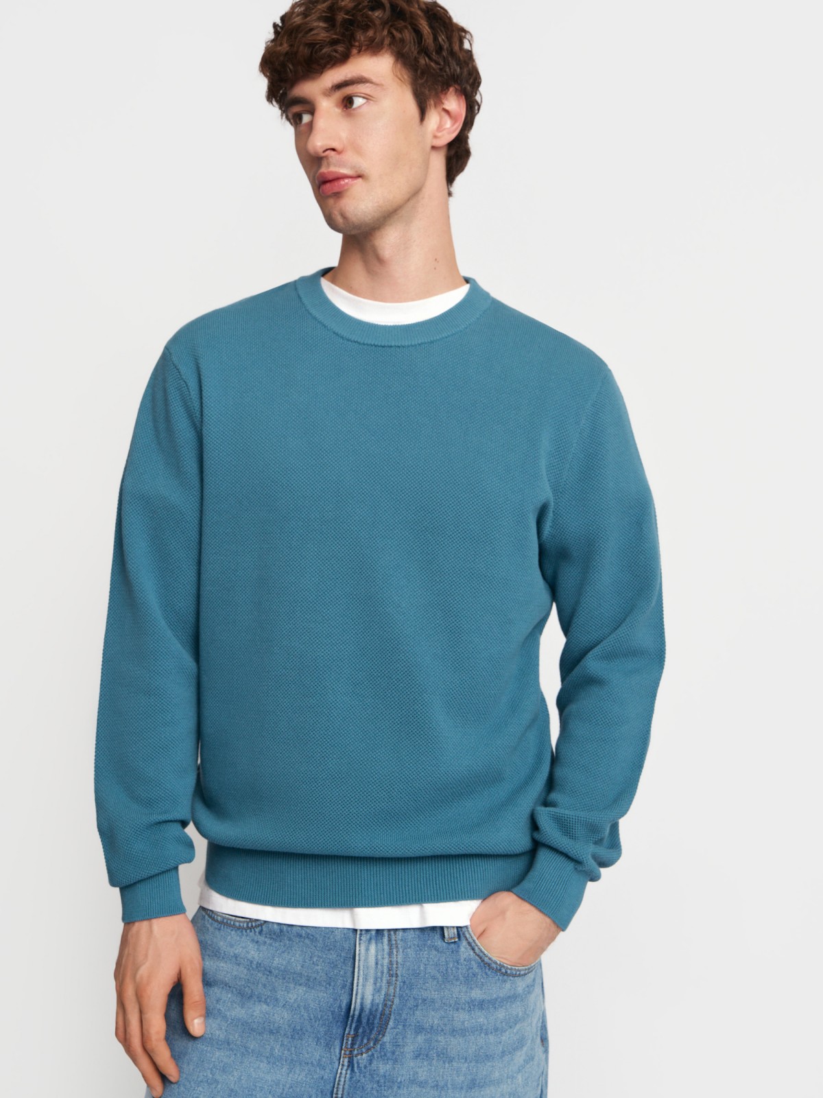 Тонкий трикотажный джемпер из хлопка