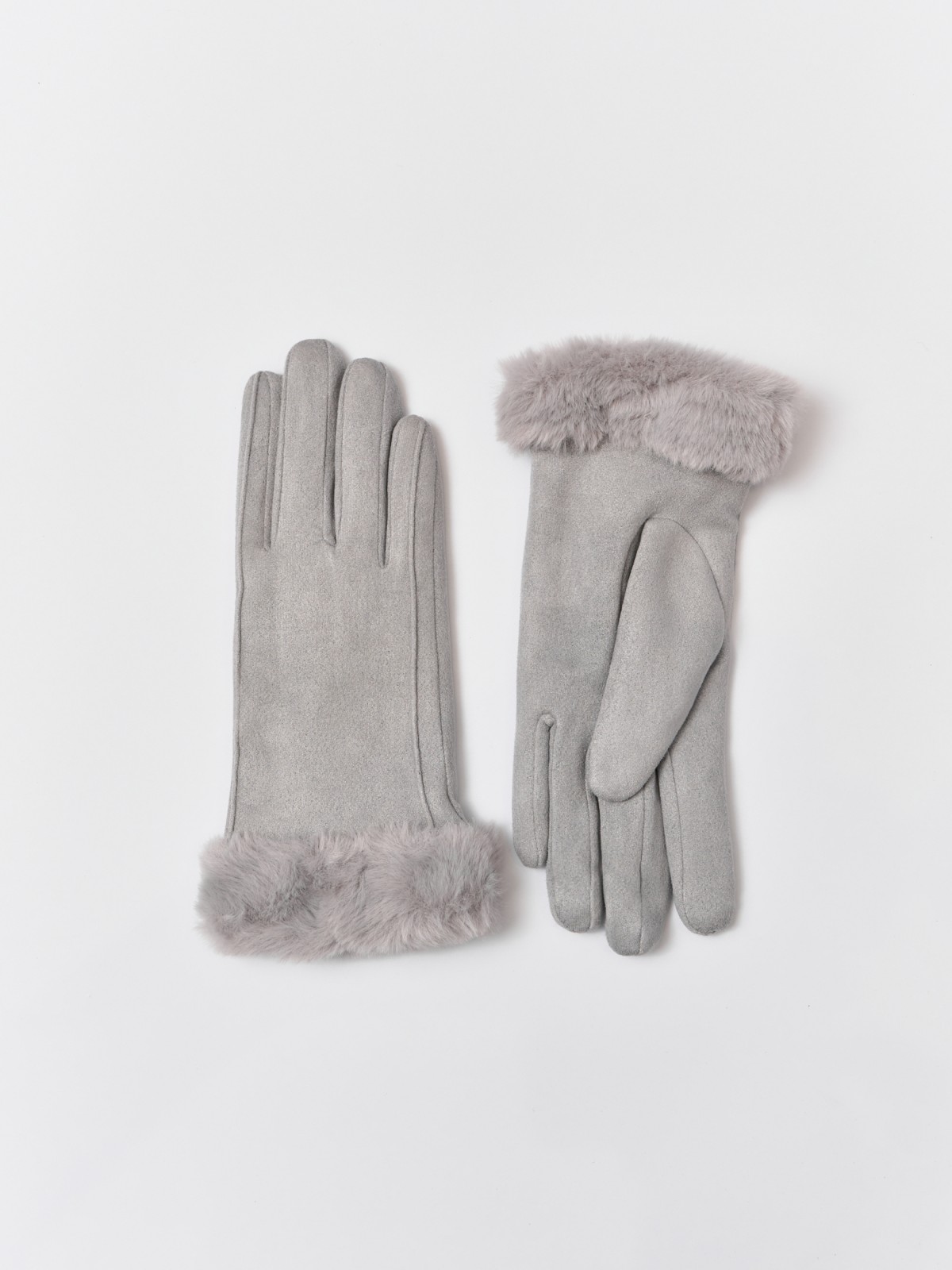 Тёплые перчатки с опушкой и подкладкой из экомеха