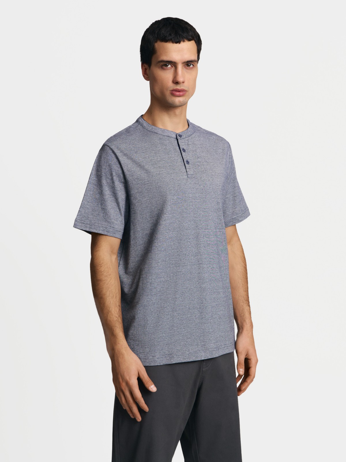 Футболка хенли из хлопка в полоску