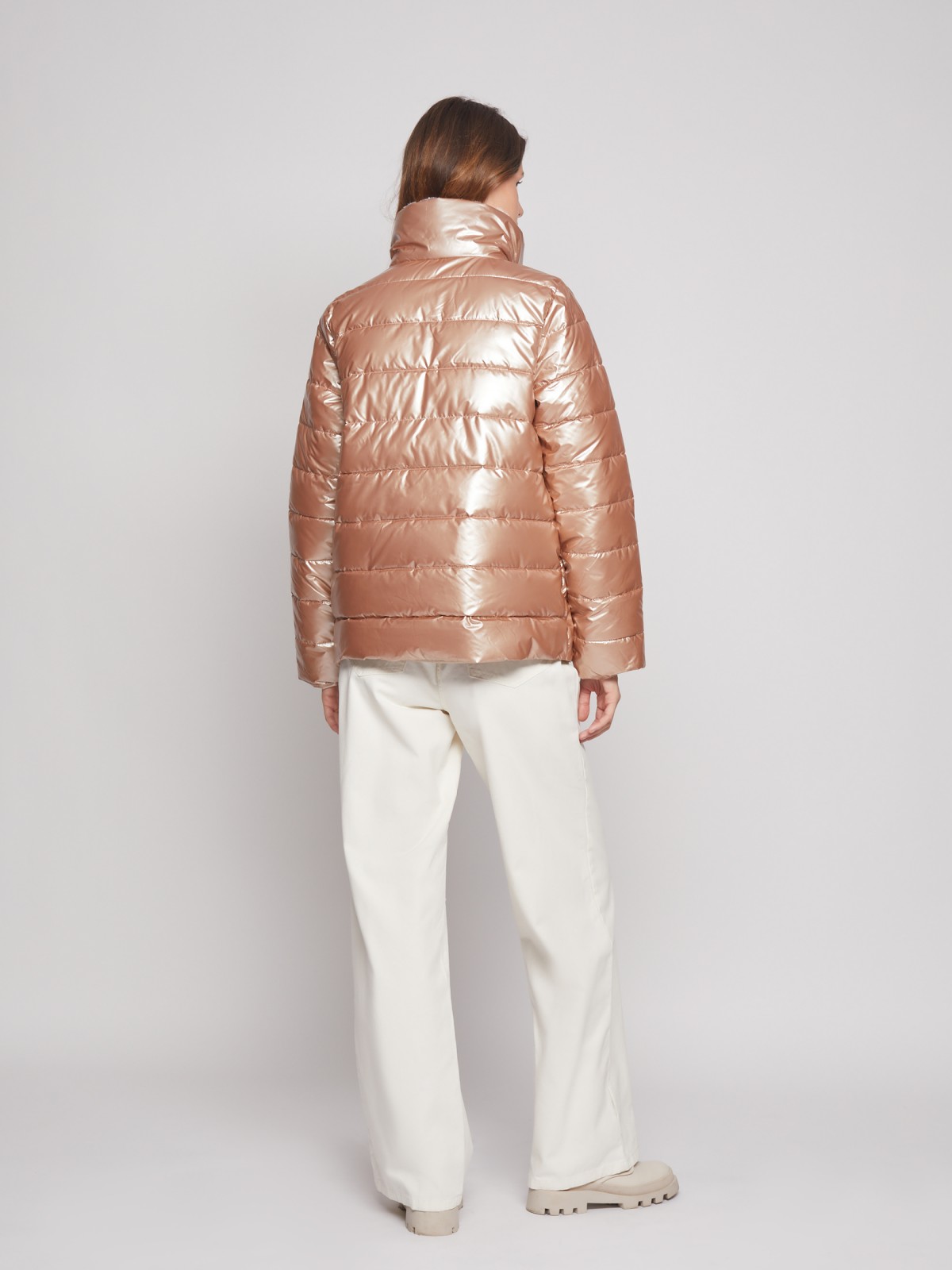 Стёганая куртка с высоким воротником zolla 02233510L084, цвет бежевый, размер XS - фото 5