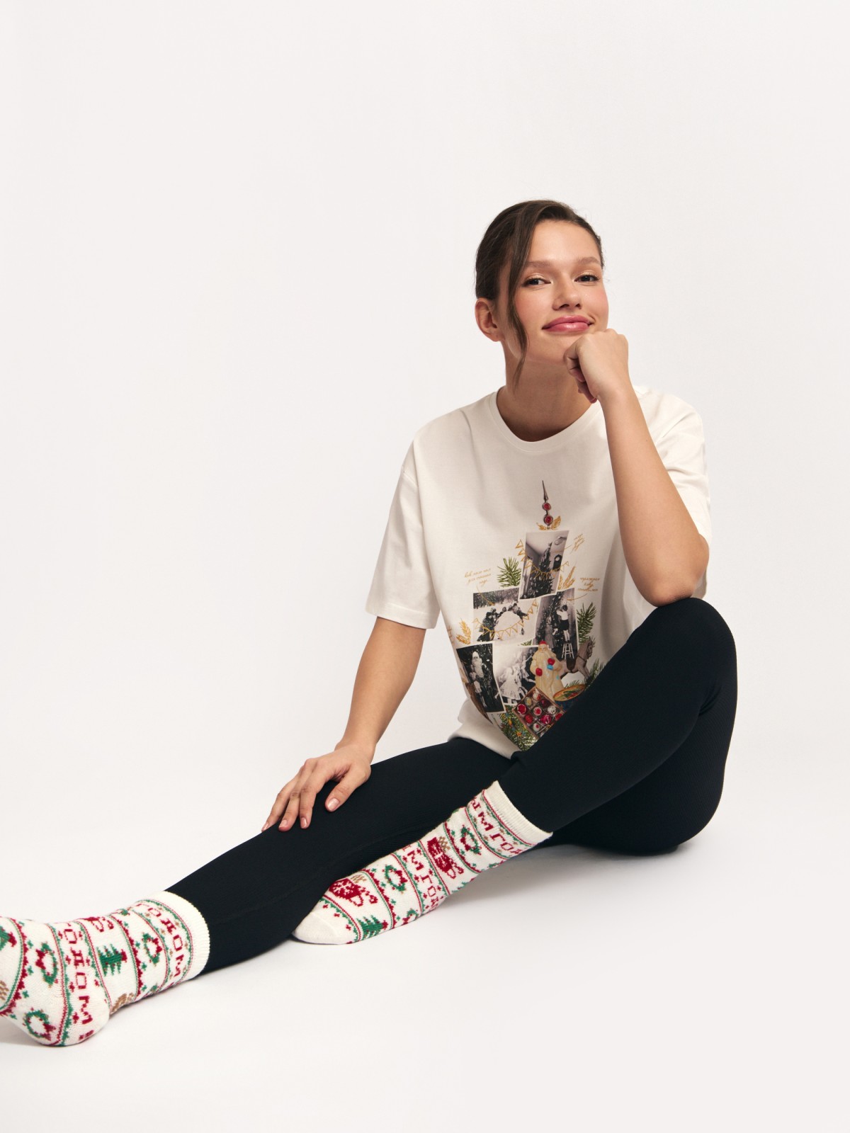 Футболка из хлопка с новогодним принтом