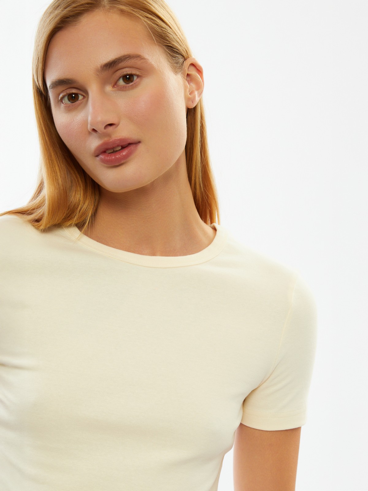 Кроп топ из хлопка с коротким рукавом