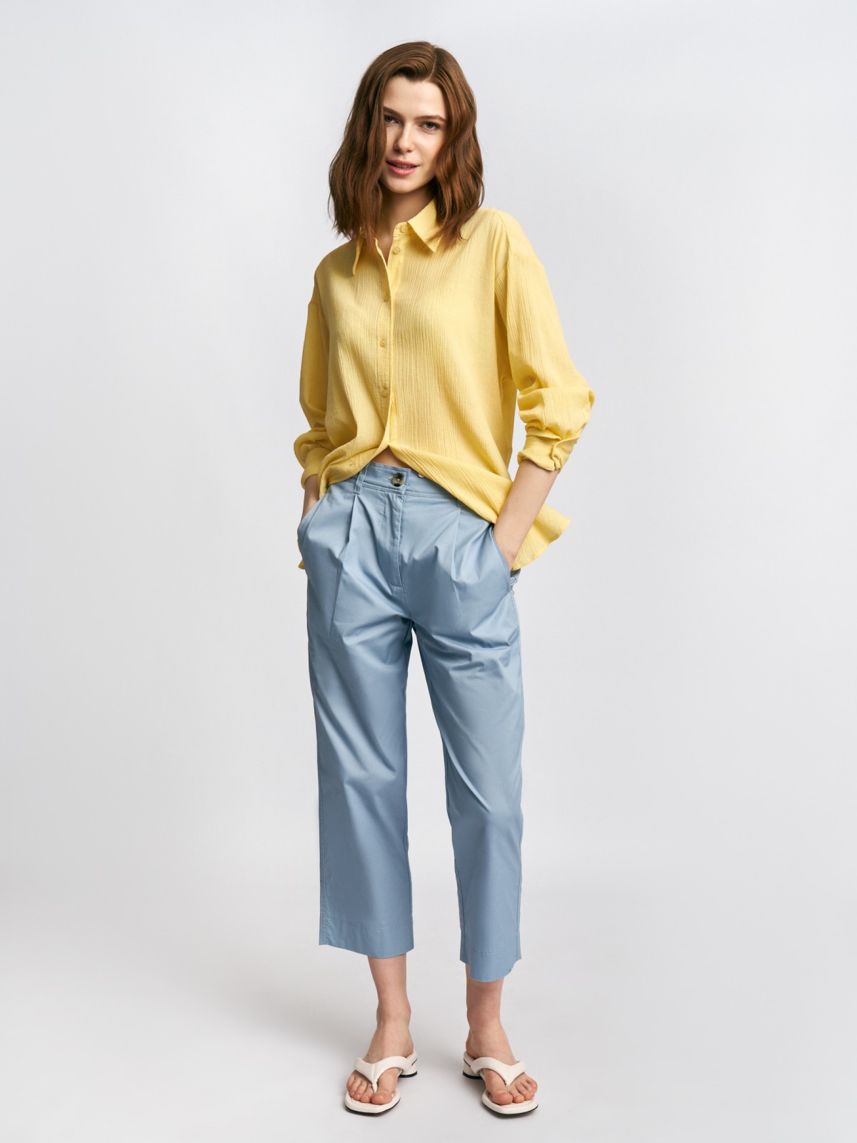 Брюки фасона Carrot из хлопка