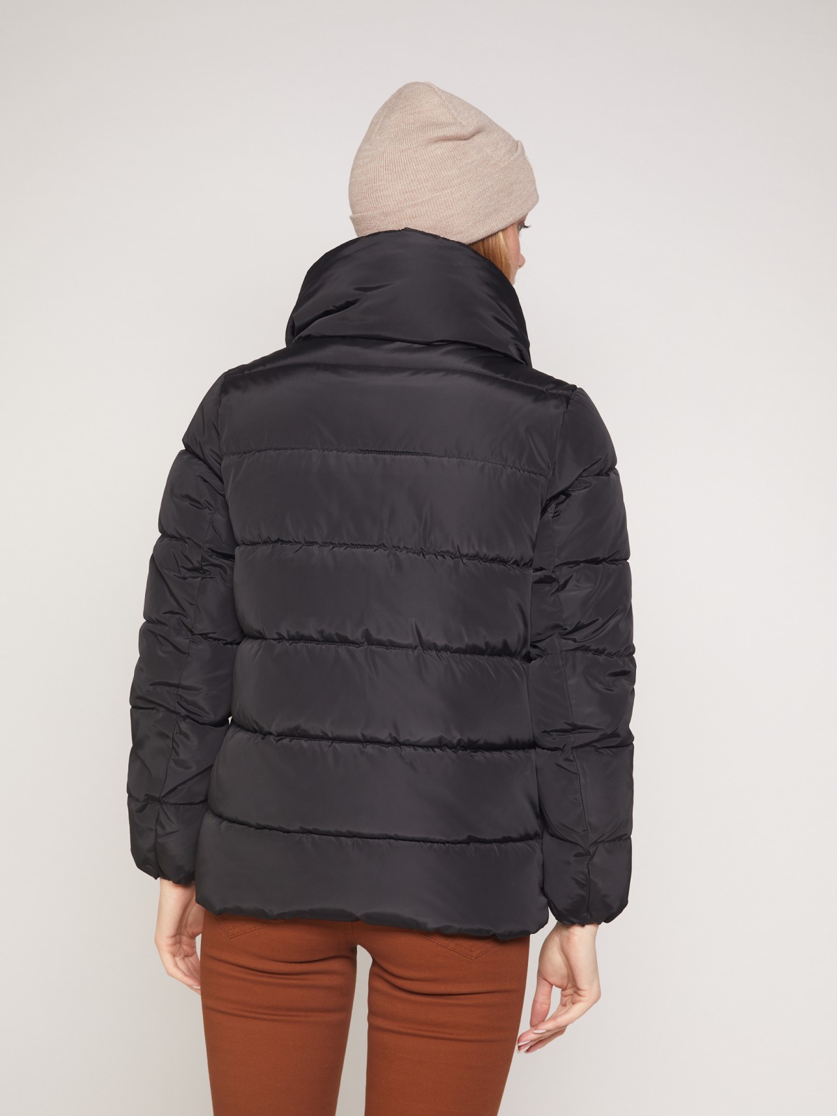 Тёплая куртка с высоким воротником-стойкой zolla 021335102054, цвет черный, размер XS - фото 6