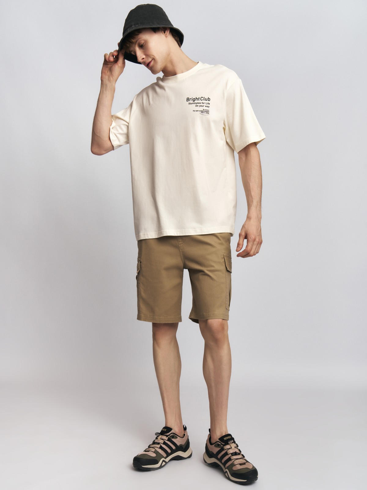 Футболка оверсайз из хлопка с принтом-надписью