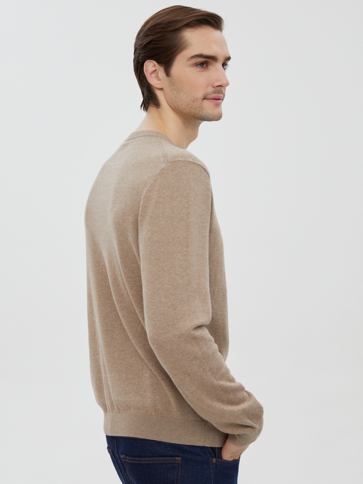 Тонкий трикотажный джемпер из хлопка с длинным рукавом