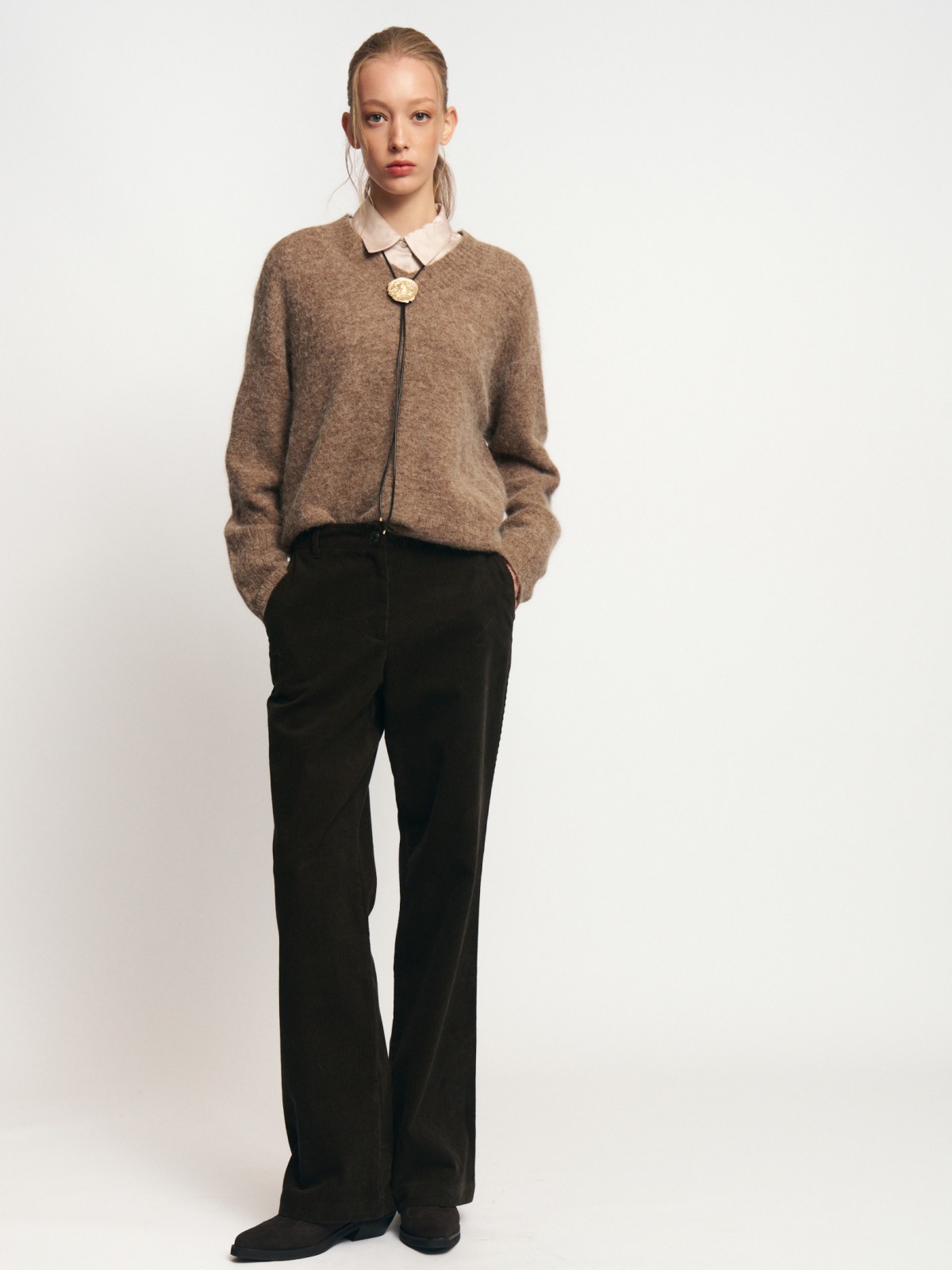 Вельветовые брюки прямого силуэта из хлопка