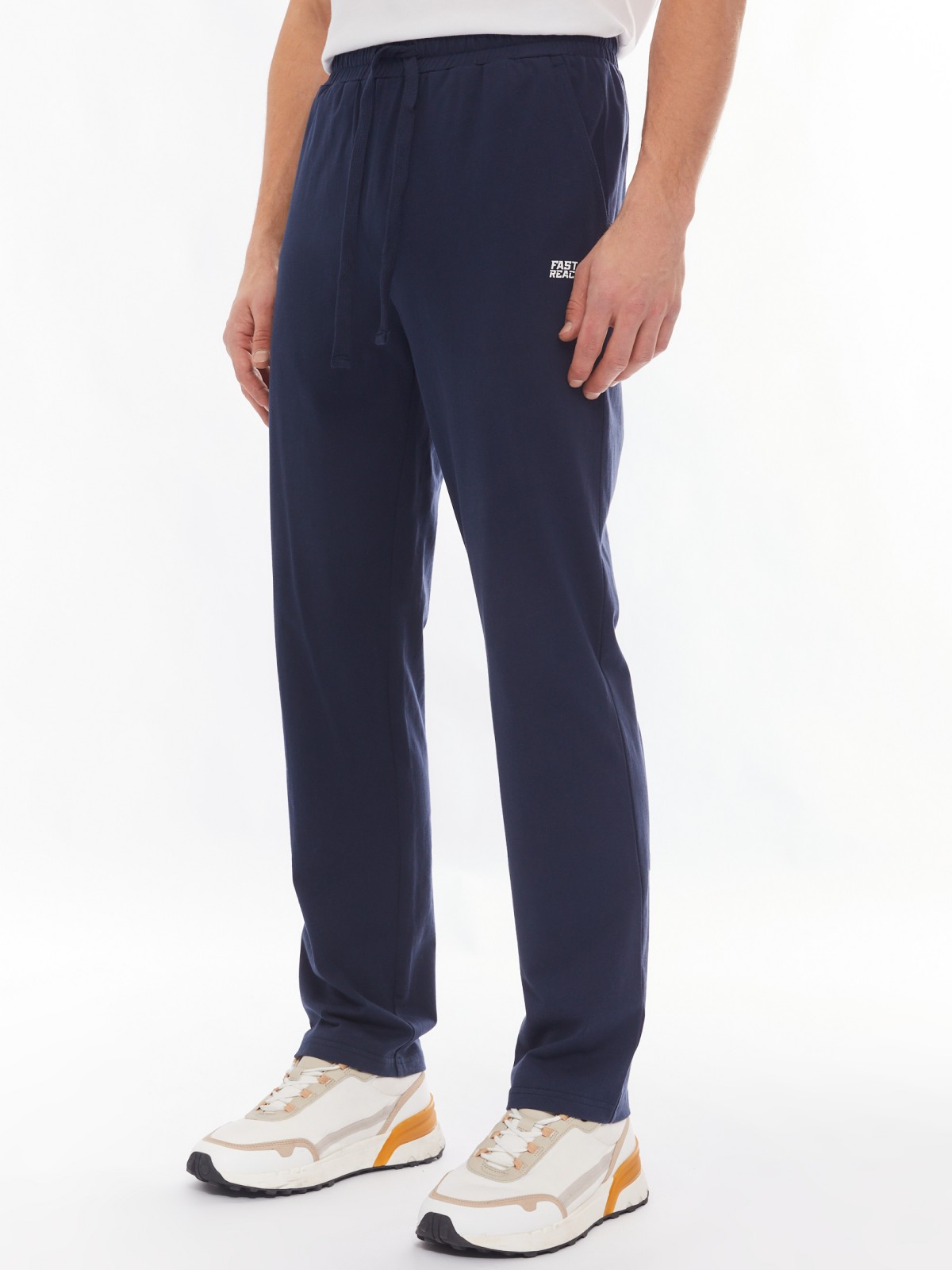 Трикотажные брюки из хлопка в спортивном стиле zolla 014137675012, цвет синий, размер S - фото 3