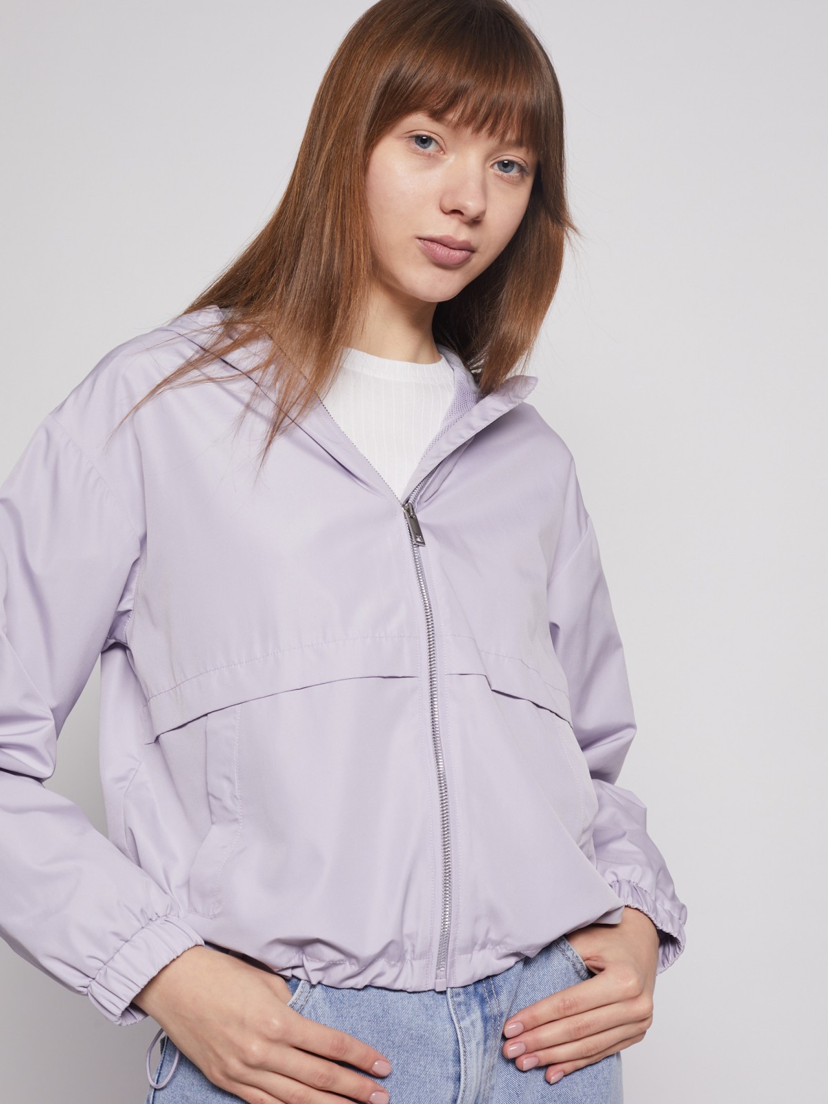 Куртка-ветровка zolla 022215602024, цвет лиловый, размер XS - фото 4