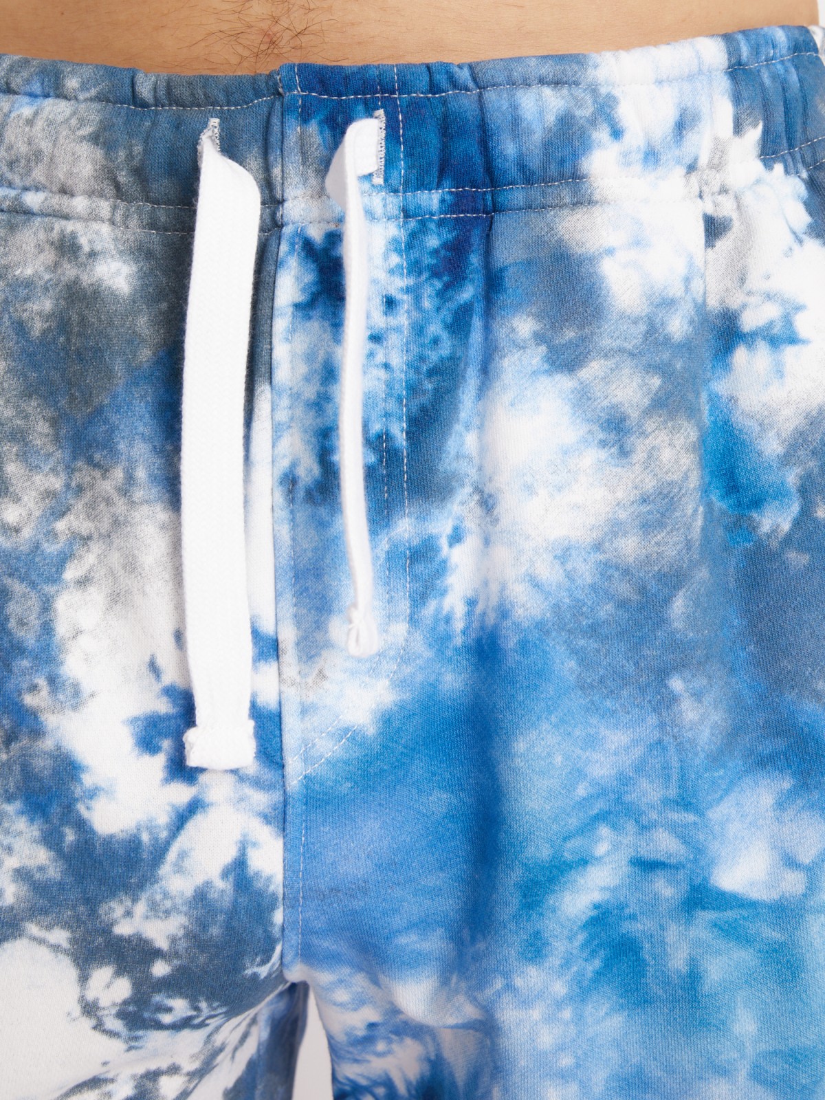 Трикотажные шорты на резинке из хлопка с принтом тай-дай zolla 213317J79011, цвет светло-голубой, размер XS - фото 5