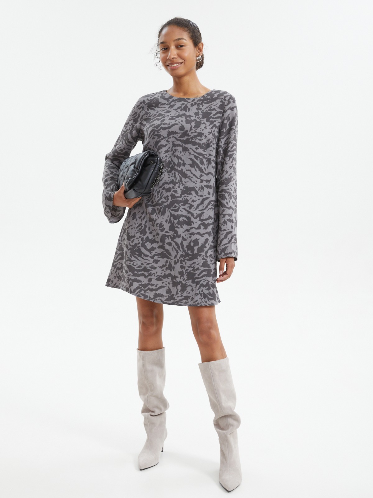 Платье мини с анималистичным принтом