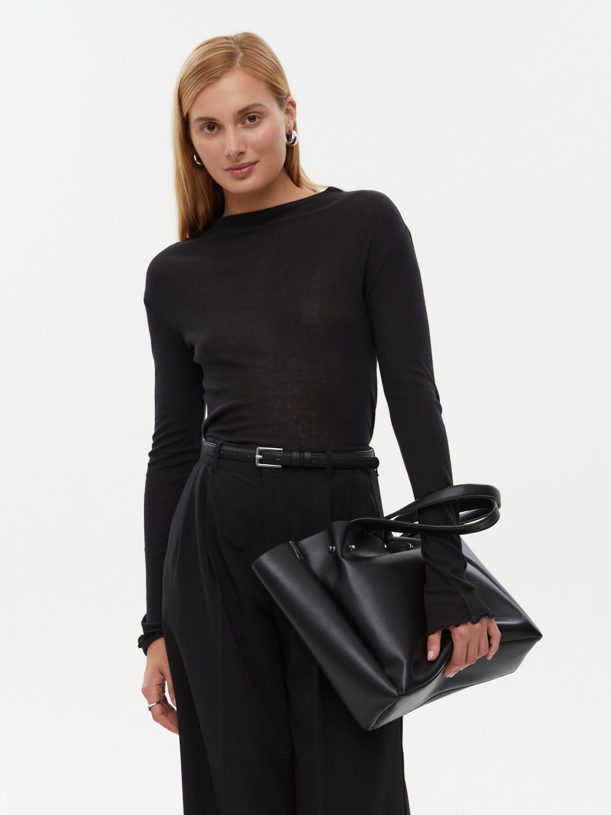 Трикотажный лонгслив из хлопка с воланами