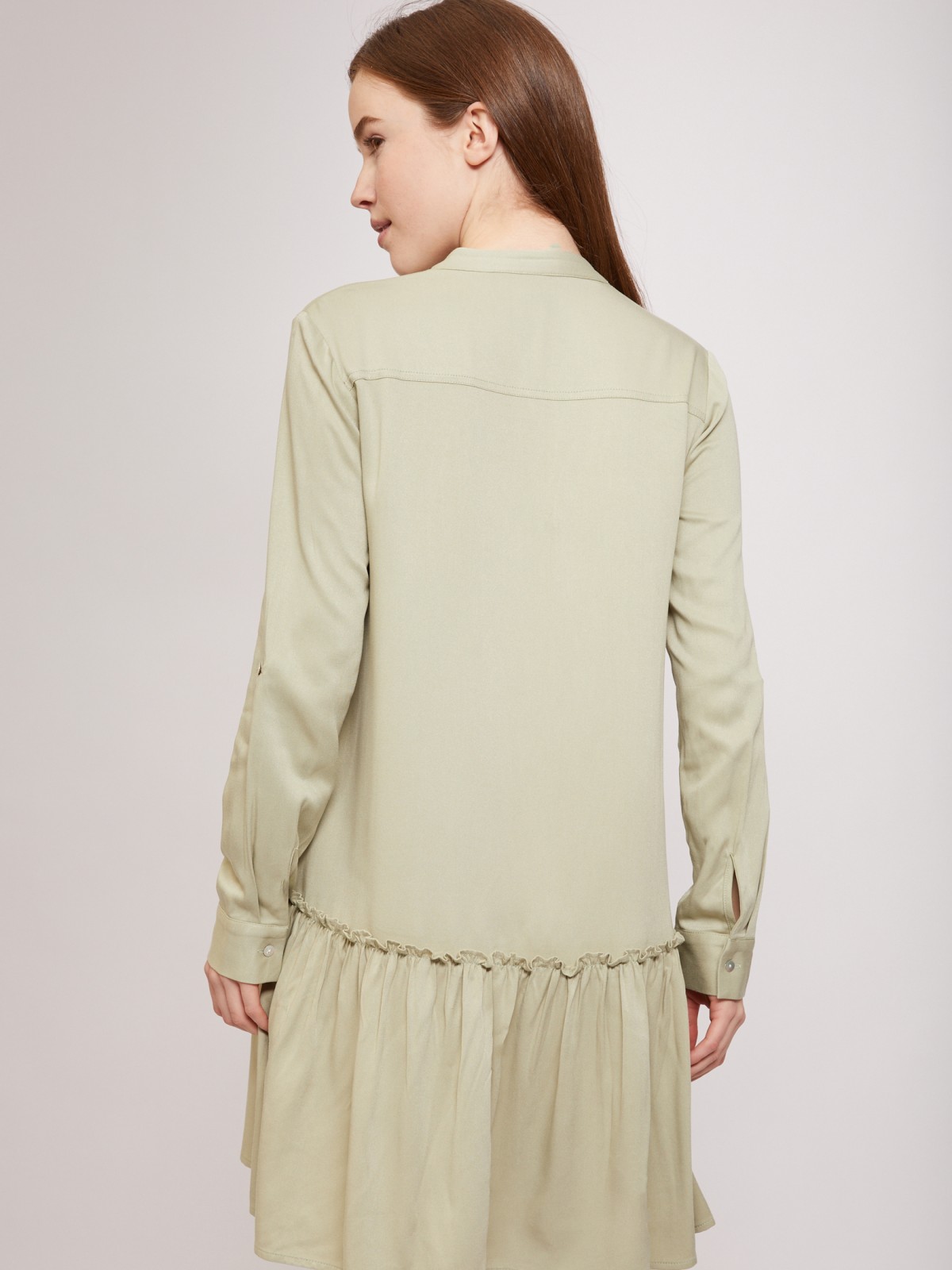 Платье-рубашка zolla 021218259053, цвет светло-зеленый, размер XS - фото 6