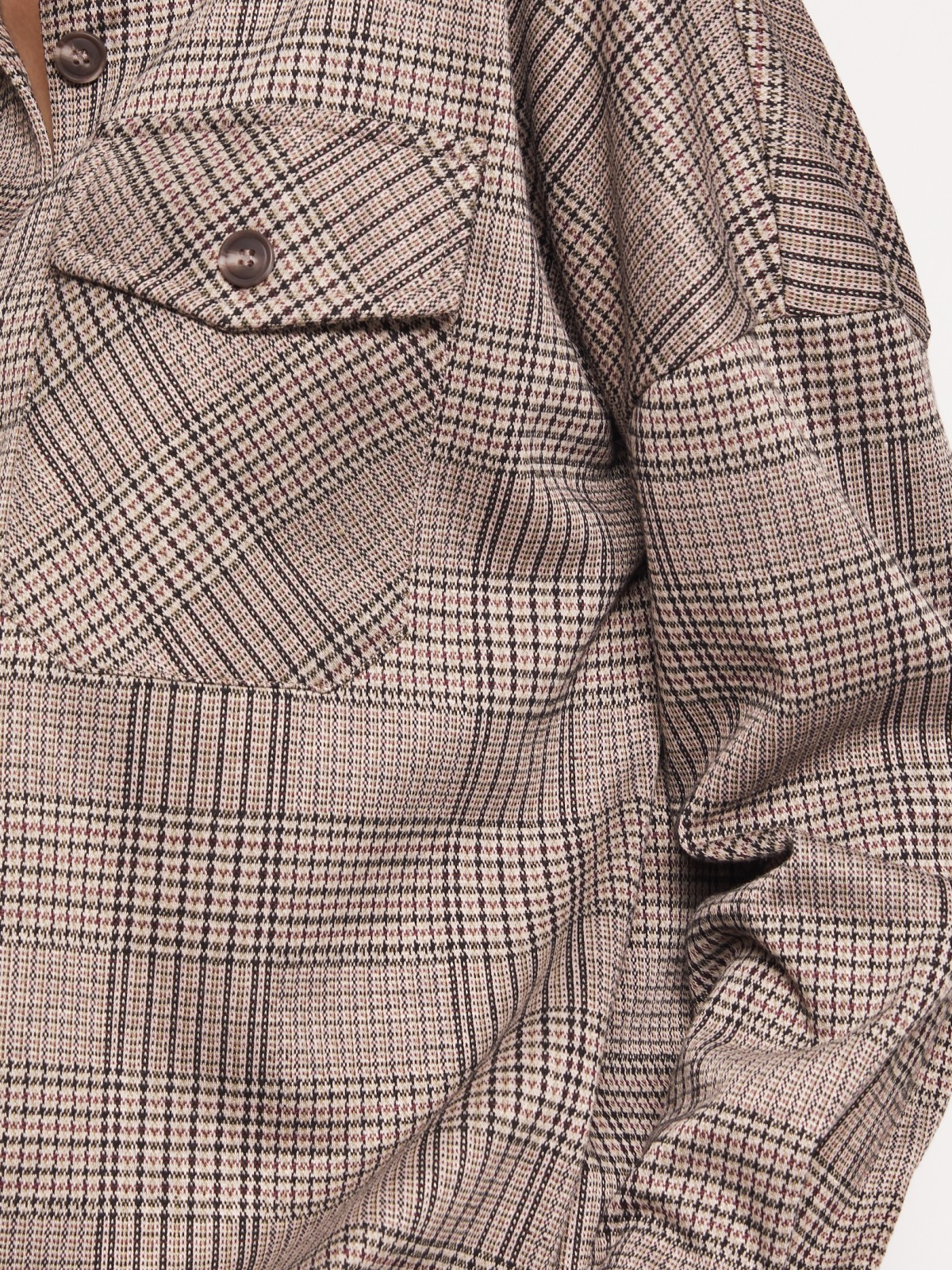 Куртка-рубашка с клетчатым принтом zolla 22133312L181, цвет коричневый, размер XS - фото 5