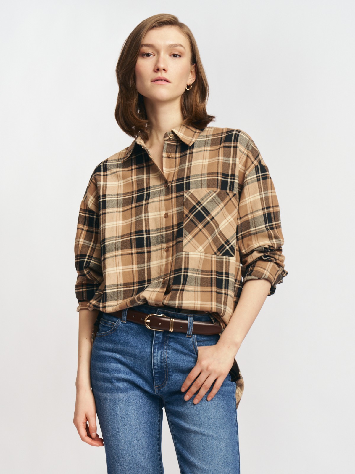 Фланелевая рубашка из хлопка в клетку