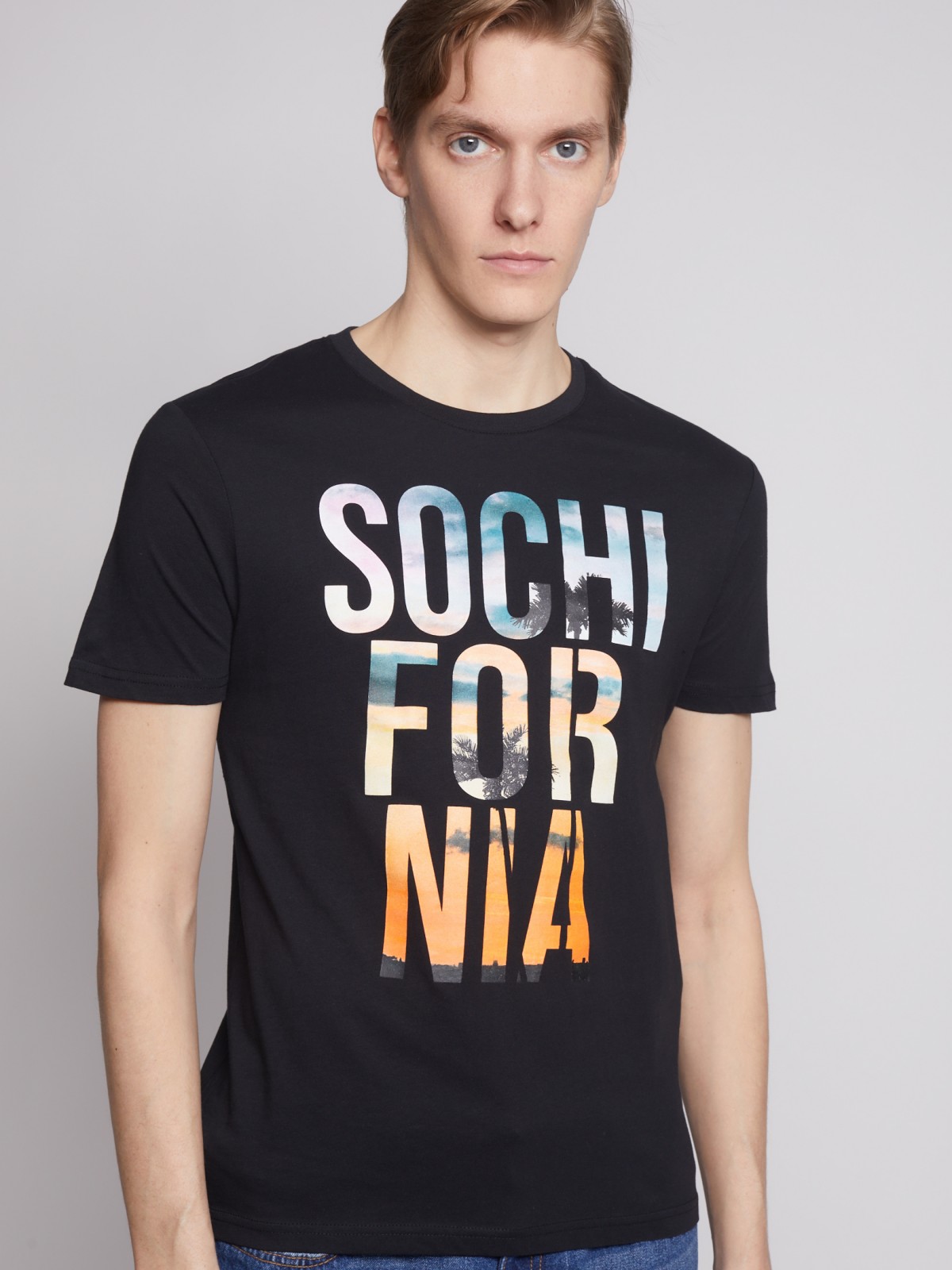 Футболка из хлопка с принтом-надписью