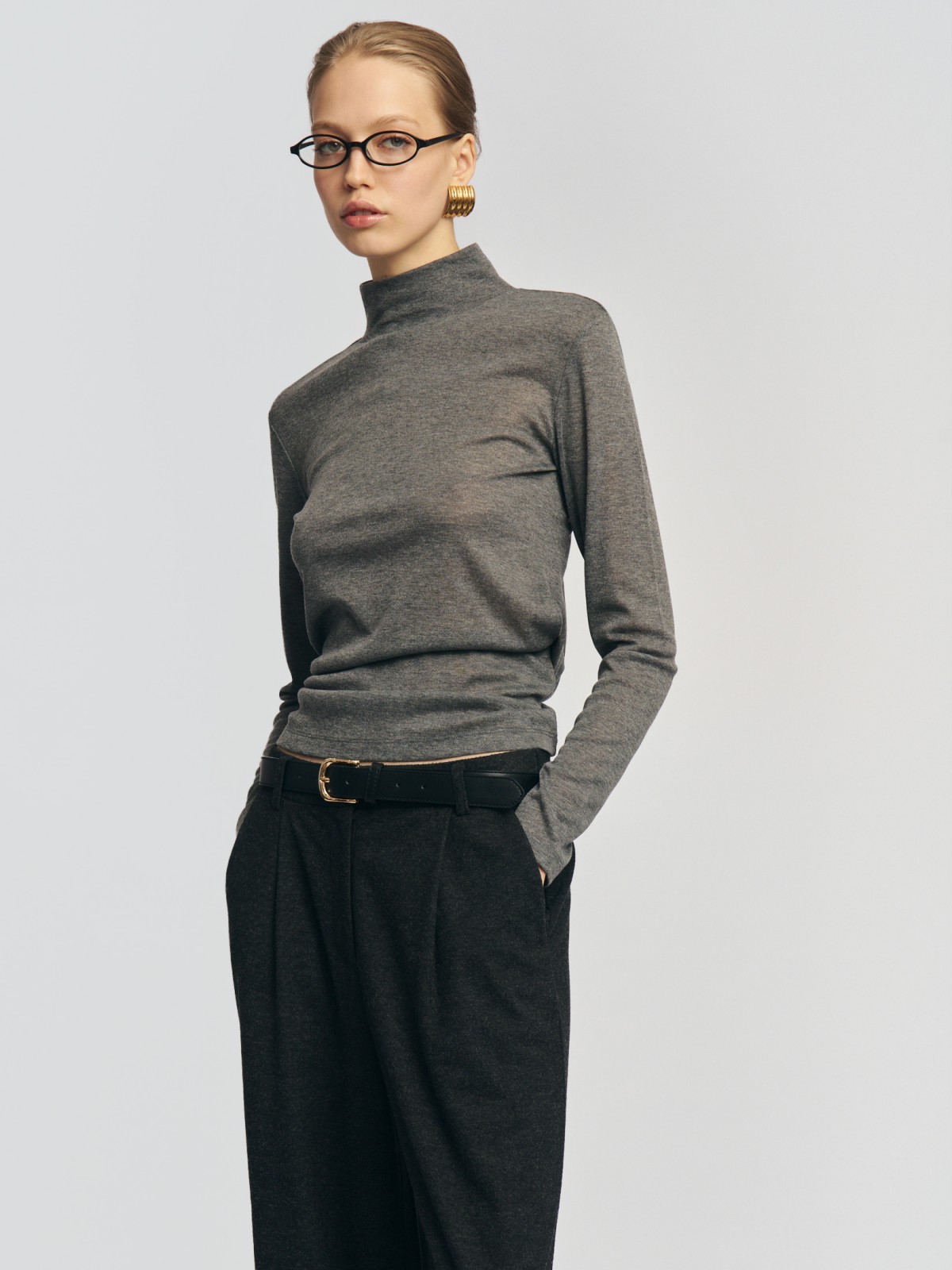 Трикотажная шерстяная водолазка-лонгслив