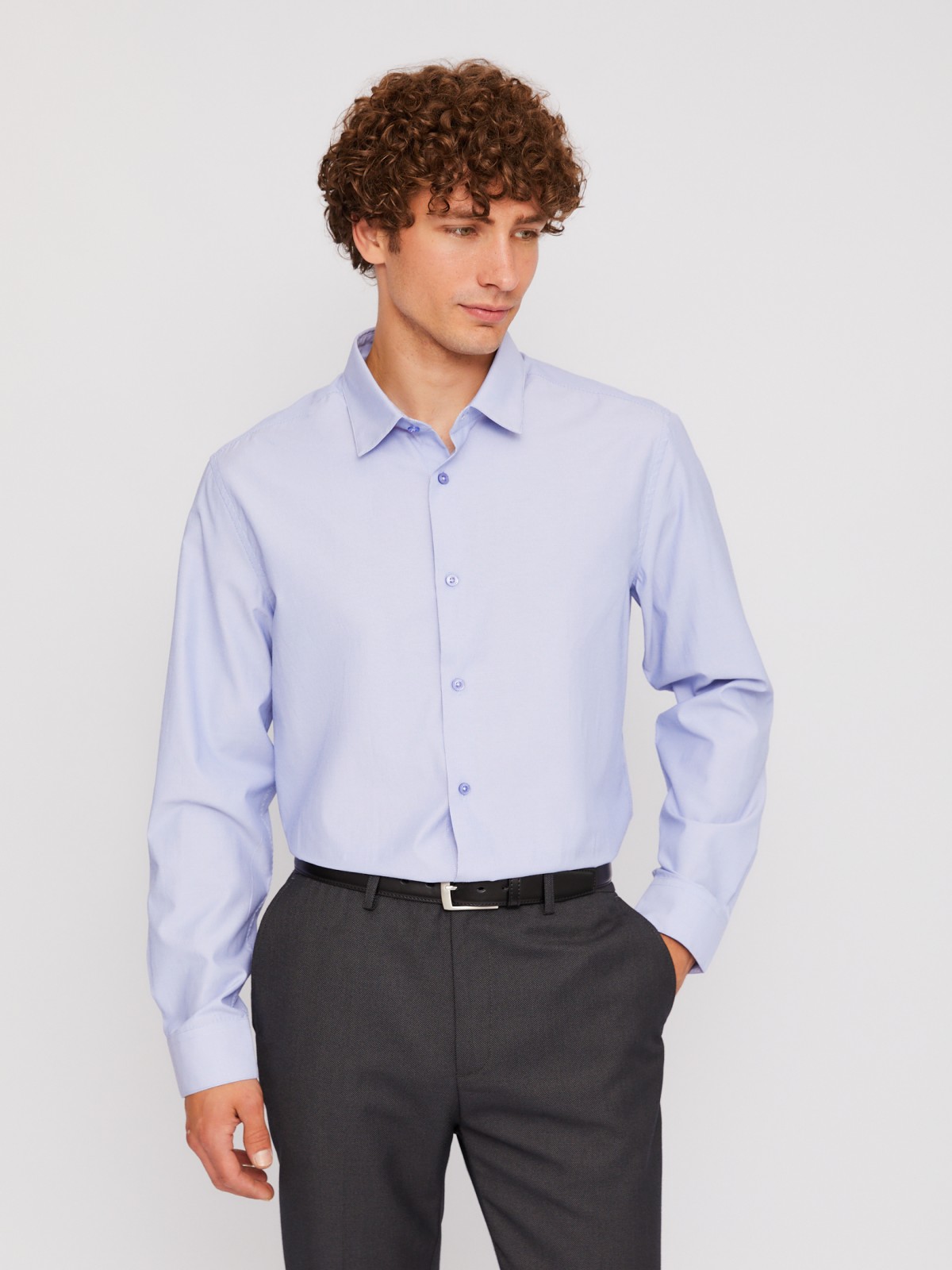 Офисная рубашка прямого силуэта с узором в полоску