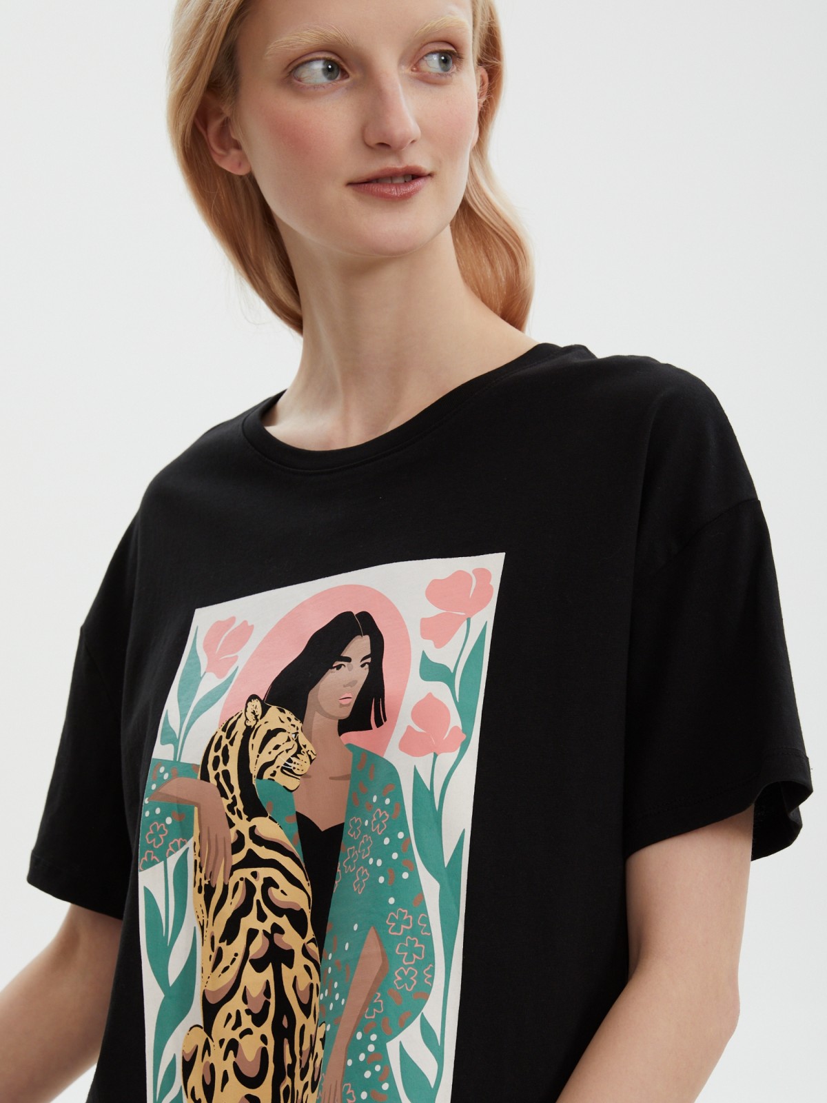 Футболка оверсайз из хлопка с принтом