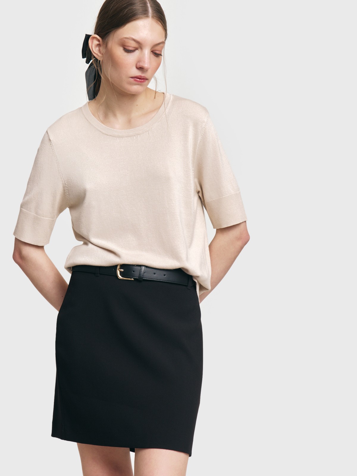 Трикотажный джемпер с коротким рукавом