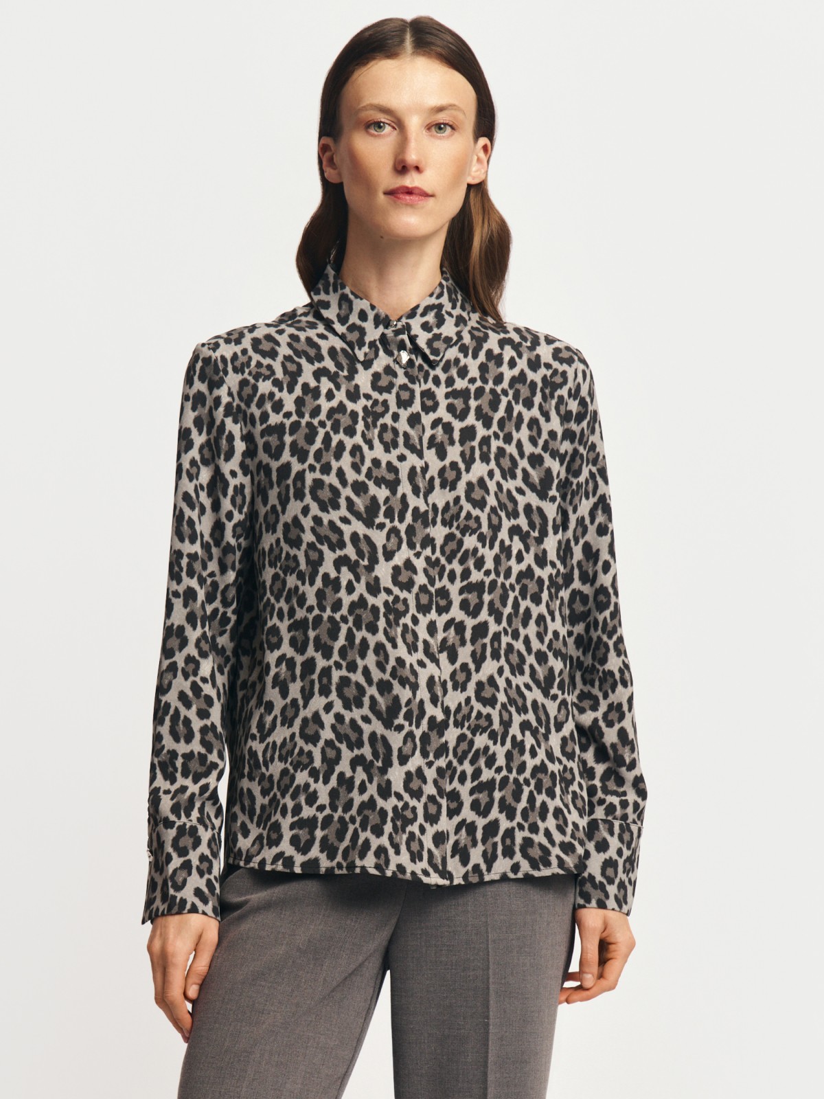 Леопардовая рубашка прямого фасона