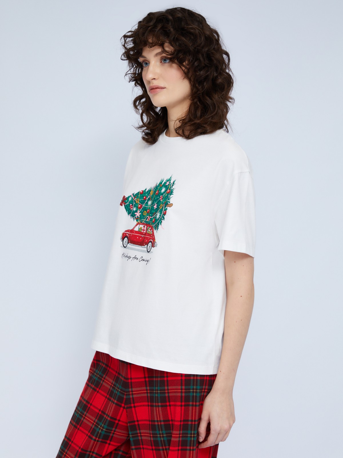 Домашний пижамный комплект из хлопка (футболка и штаны)