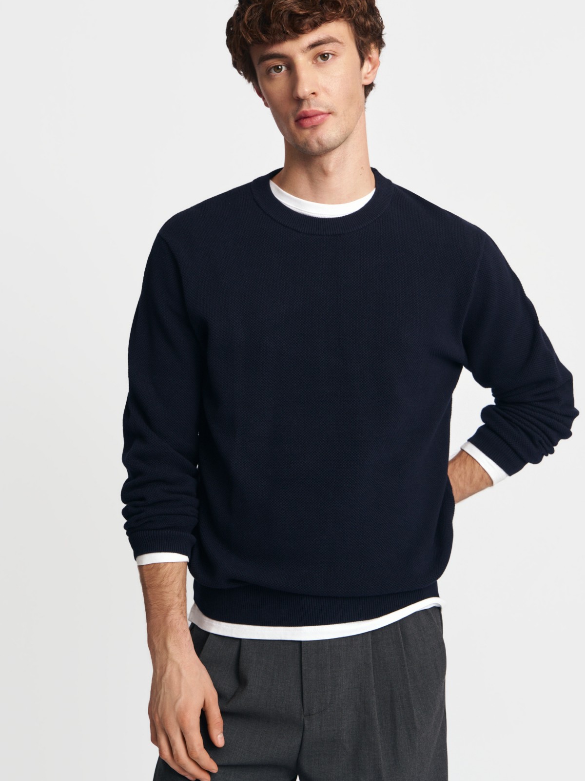 Тонкий трикотажный джемпер из хлопка