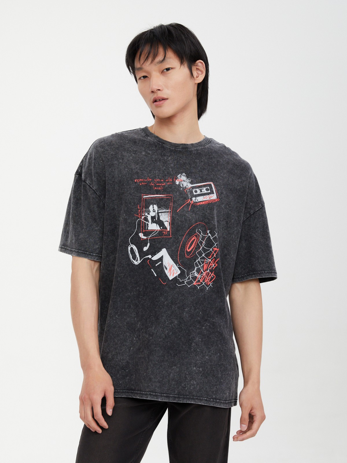 Футболка оверсайз из хлопка с принтом