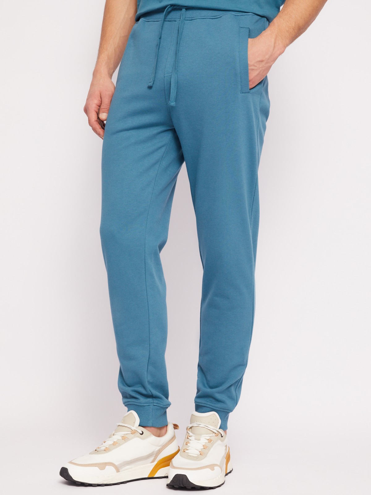 Трикотажные брюки-джоггеры в спортивном стиле zolla 014217675012, цвет бирюзовый, размер S - фото 3