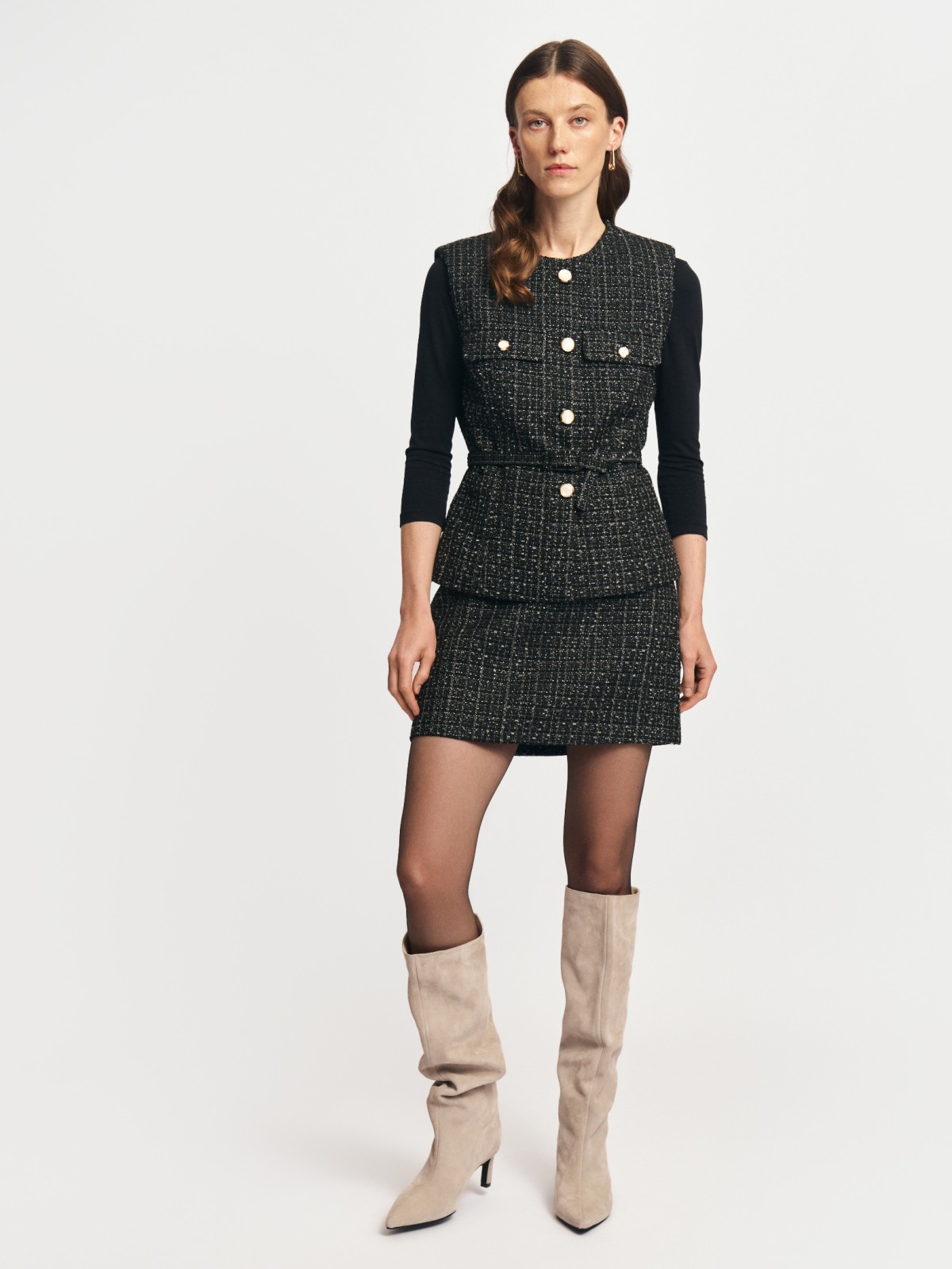 Твидовая юбка мини