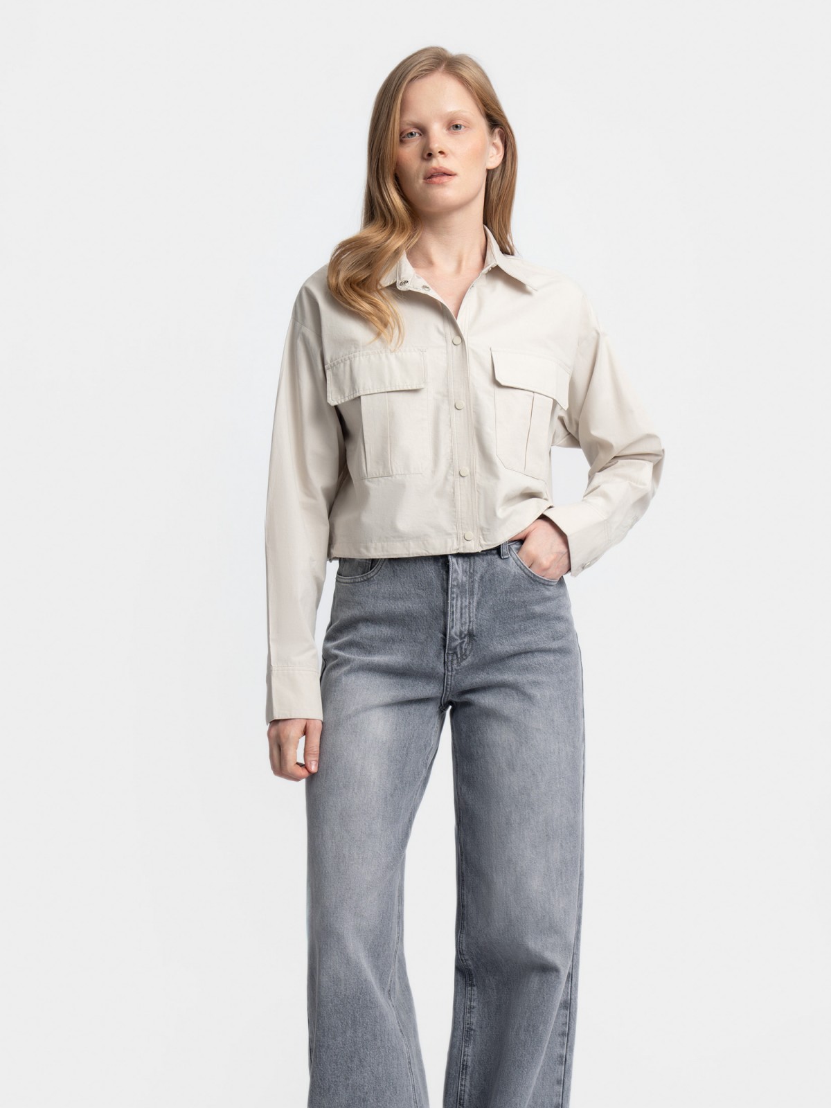 Блузка-рубашка из хлопка на кулиске